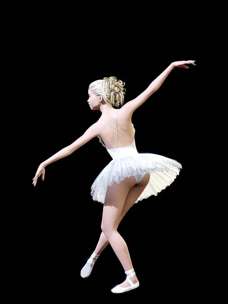 Dansende Ballerina Witte Ballet Tutu Blond Meisje Met Blauwe Ogen — Stockfoto