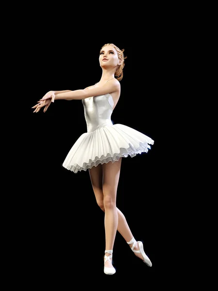 Dansende Ballerina Witte Ballet Tutu Blond Meisje Met Blauwe Ogen — Stockfoto