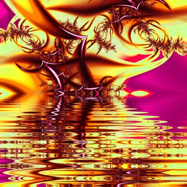 Sarmal zaman. Su yüzeyi. 3D gerçeküstü illüstrasyon. Kutsal geometri. Gizemli psychedelic gevşeme desen. Fraktal soyut doku. Dijital sanat grafik Astroloji magic