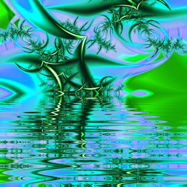 Sarmal zaman. Su yüzeyi. 3D gerçeküstü illüstrasyon. Kutsal geometri. Gizemli psychedelic gevşeme desen. Fraktal soyut doku. Dijital sanat grafik Astroloji magic