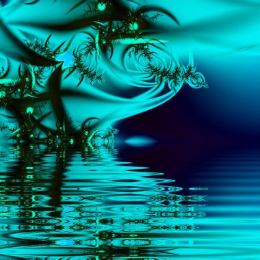 Sarmal zaman. Su yüzeyi. 3D gerçeküstü illüstrasyon. Kutsal geometri. Gizemli psychedelic gevşeme desen. Fraktal soyut doku. Dijital sanat grafik Astroloji magic