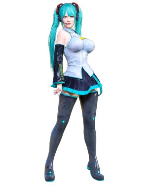 3d çizgi roman cosplay anime kız.