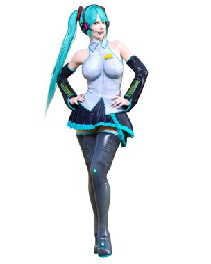 3d çizgi roman cosplay anime kız.