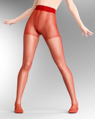 Uzun ince seksi bacaklı kadın naylon külotlu çorap.