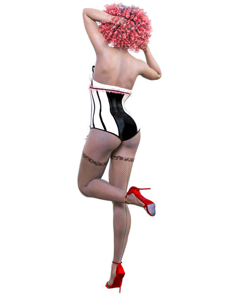 Tall sexy woman white corset.