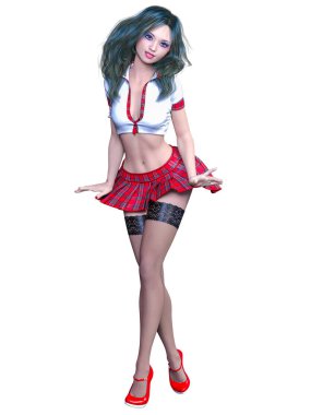 Okul üniformalı kadın..