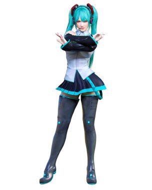 3d çizgi roman cosplay anime kız.