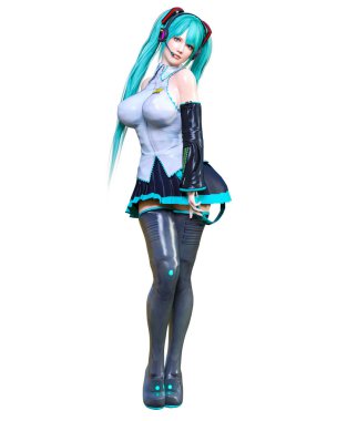 3d çizgi roman cosplay anime kız.