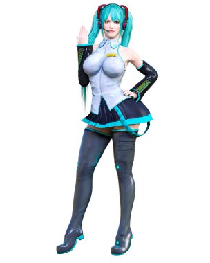 3d çizgi roman cosplay anime kız.