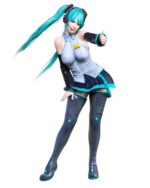 3d çizgi roman cosplay anime kız.