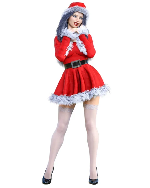 Young beautiful Santa girl. — Stock Photo, Image