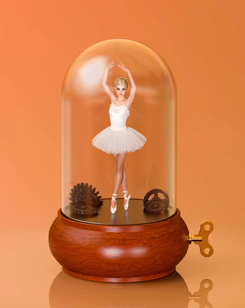 Tutu ballerine 3D dans la boîte à musique . — Photo