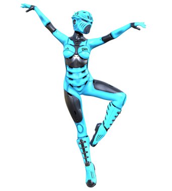 Robot kadın. Mat metal droid. Yapay Zeka.