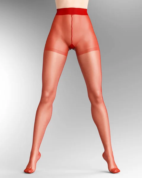 길고 가느다란 섹시 한 다리 여자 나일론 팬터 스타킹. — 스톡 사진