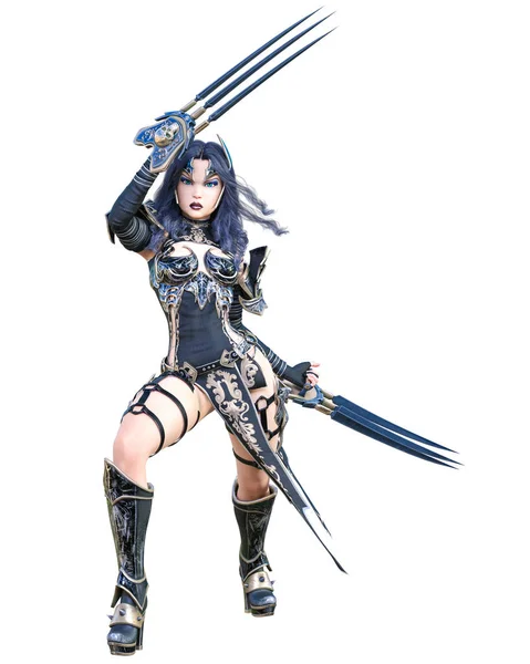 stock image Warrior amazon woman with metal blade.