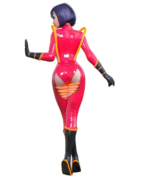 3D comics cosplay anime girl. — Stock Photo, Image