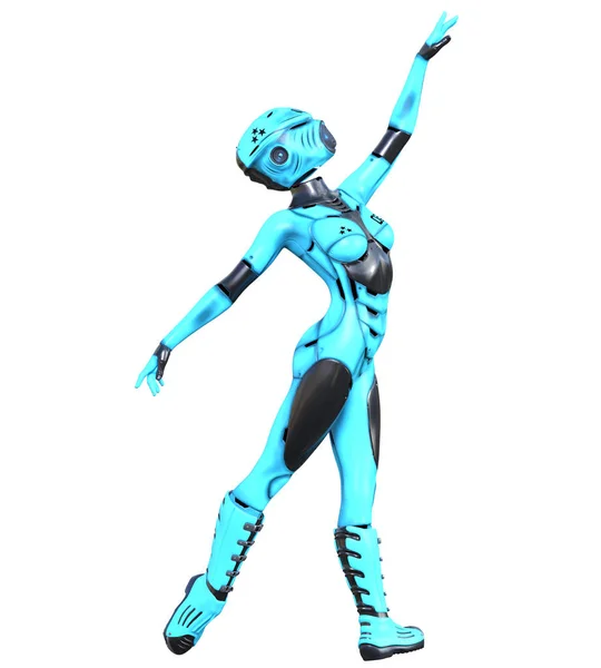 Robot vrouw. Matte metalen Droid. Kunstmatige intelligentie. — Stockfoto