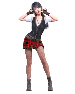 Okul üniformalı kadın..