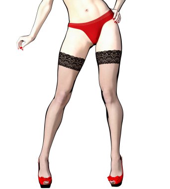 Çorap ve külot güzel kadın bacakları.