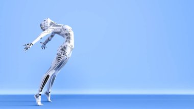 Kadın robot. Metal droid. Yapay Zeka.