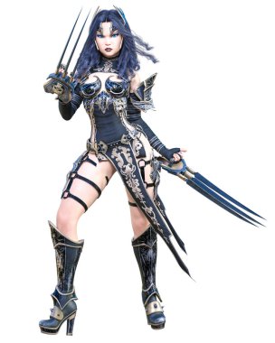 Warrior amazon woman with metal blade.