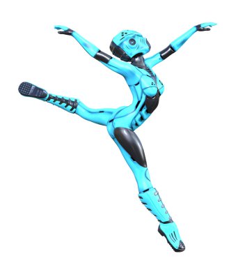 Robot kadın. Mat metal droid. Yapay Zeka.