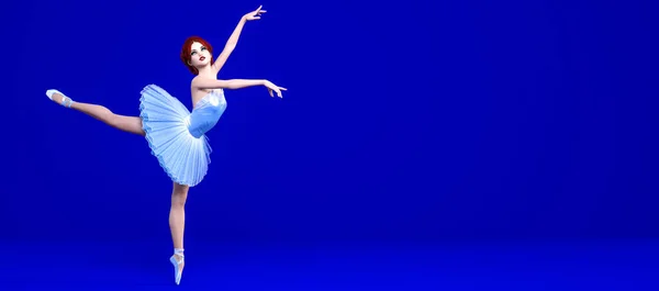 3D Ballerine bleu classique pointe chaussures et ballet tutu — Photo