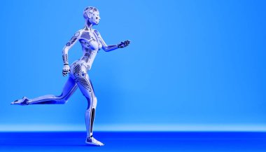 Kadın robot. Metal droid. Yapay Zeka.