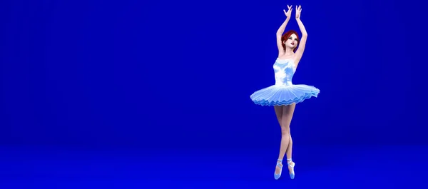 3d Ballerina modré klasické špičaté boty a baletní tutu — Stock fotografie