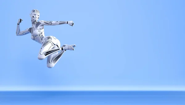 Baile Robot Woman White Metal Droid Girl Artificial Intelligence Conceptual — Foto de Stock