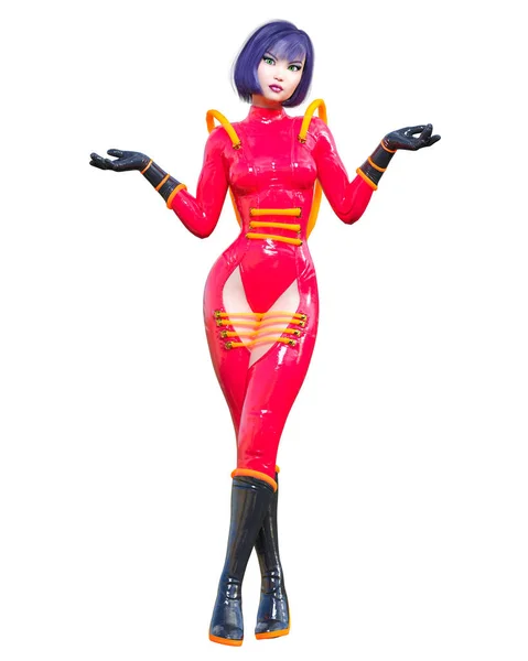 Sexy Anime Espacio Cósmico Girl Futuristic Extravagante Látex Clothing Comic — Foto de Stock