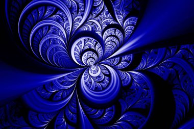 Güzel egzotik desenli 3D gerçeküstü illüstrasyon. Kırmızı geometri. Gizemli rahatlama deseni. Fraktal soyut doku. Modern trend rengi 2020-Phantom Blue.