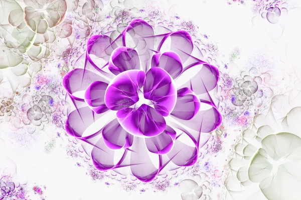 Egzotik Çiçek Sürrealite Çizimi Geometri Gizemli Rahatlama Deseni Fraktal Soyut — Stok fotoğraf