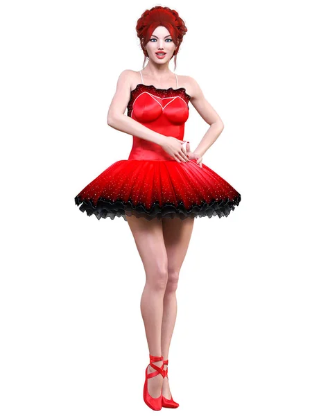 Tanzende Ballerina Red Ballett Tutu Beautiful Girl Blue Eyes Ballet — Stockfoto
