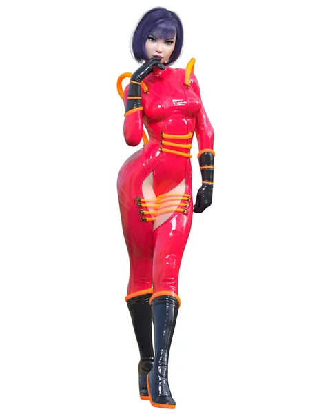 Sexy Anime Space Cosmic Girl Futuristic Extravagant Latex Clothing Comic — 스톡 사진