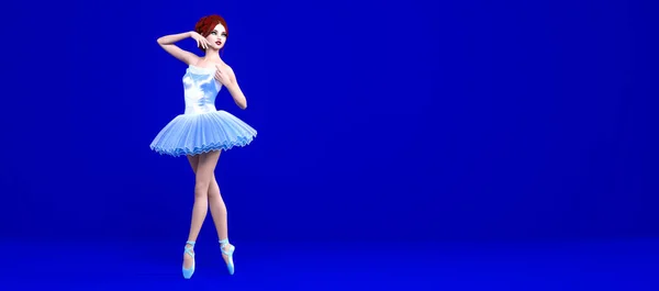 Ballerina Blaue Klassische Spitzenschuhe Und Balletttutu Tanzende Frau Balletttänzer Studiofotografie — Stockfoto