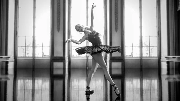 Ballerina Lumière Classique Noir Pointe Chaussures Ballet Tutu Femme Dansante — Photo