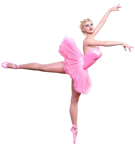 Dansende Ballerina Roze Ballet Tutututu Blond Haar Meisje Blauwe Ogen — Stockfoto