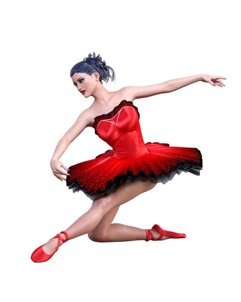 Danse Ballerine Leçon Ballet Rouge Fille Aux Cheveux Foncés Yeux — Photo