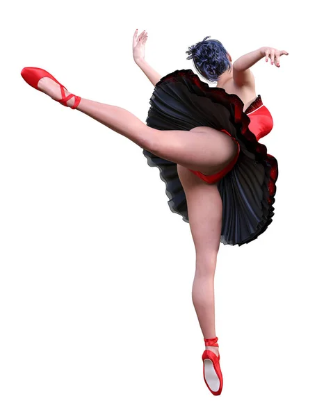 Danse Ballerine Leçon Ballet Rouge Fille Aux Cheveux Foncés Yeux — Photo