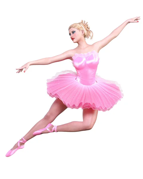 Bailarina Dançante Balé Rosa Tutu Blonde Cabelo Menina Azul Eyes — Fotografia de Stock
