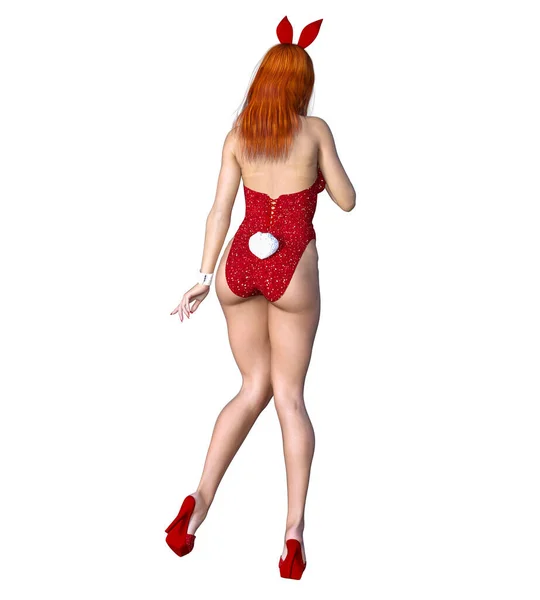 Bunny Girl Sexy Woman Long Legs Swimsuit Corset Shoes Conceptual — 스톡 사진