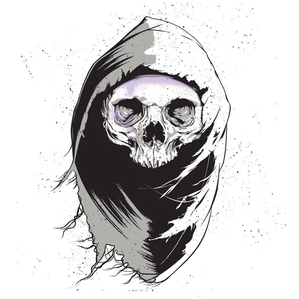 Grim Reaper Human Skull Vector Illustration — Stock Vector