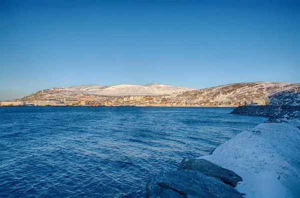 Město Hammerfest Norsku Zimě — Stock fotografie