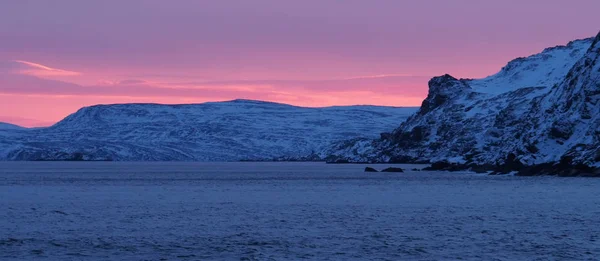 Nascer Sol Inverno Sobre Costa Norueguesa — Fotografia de Stock