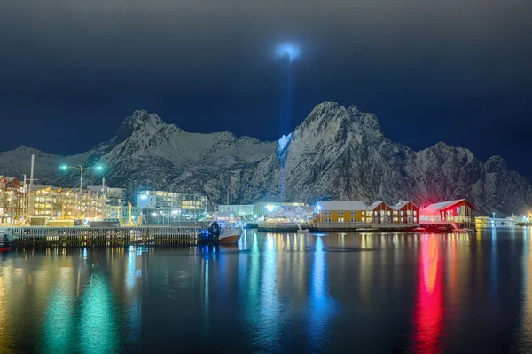 Svolvaer Las Islas Lofoten Noruega Por Noche —  Fotos de Stock