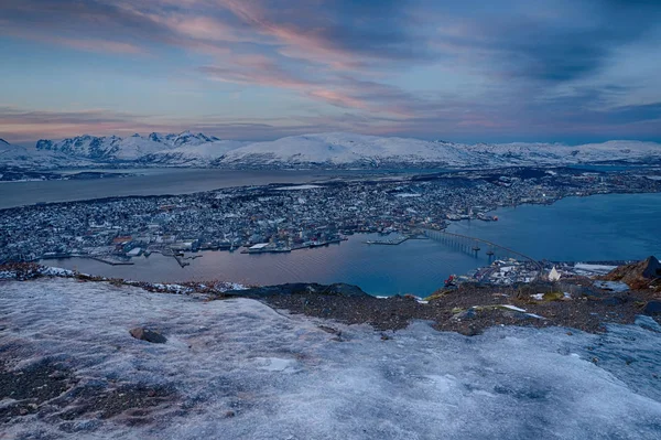 Miasta Tromsø Norwegii Zimie — Zdjęcie stockowe