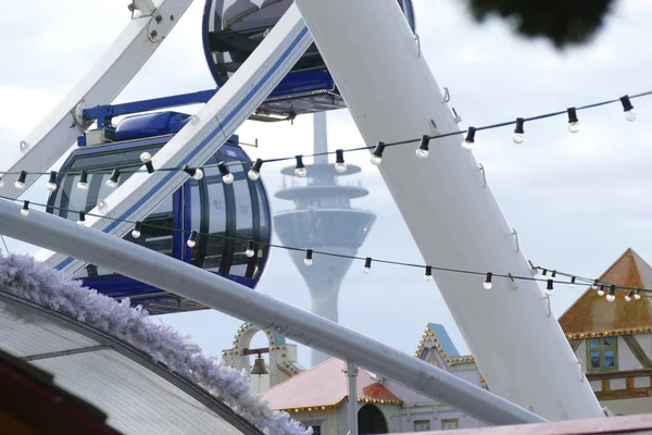 Ferris Wheel Christmas Market Radio Tower Duesseldorf Germany — Stock Photo, Image