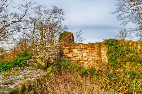 Ruina Medieval Del Castillo Ruta Senderismo Baldeneysteig Alemania — Foto de Stock