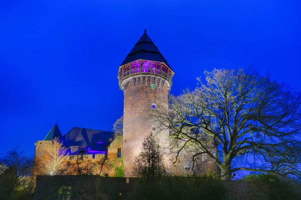 Castillo Medieval Krefeld Linn Por Noche —  Fotos de Stock